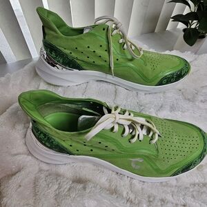 Courser Uno Men's‎ Acid Green Luxe Sneakers Size 12 Made in Italy Exotic Reptile